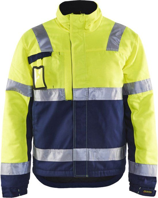 Blåkläder Winterjas High Vis Geel/Marineblauw Maat L
