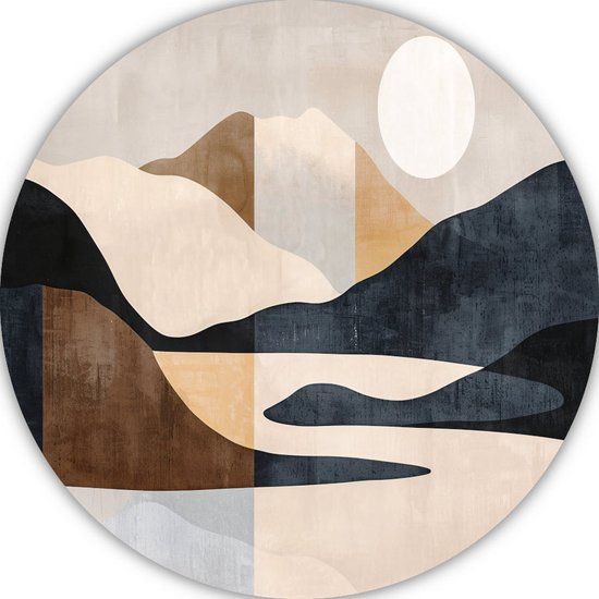 Merkloos / Sans marque Abstract Art Deco Round Wall Panel - Forex Print - 40x40cm - Modern Wall Decor