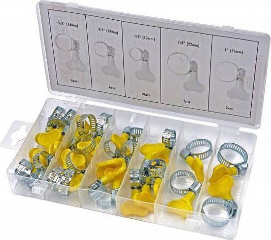 HBM 26 Delig Slangklem Assortiment met Vleugelmoer