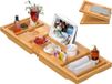 Artmalle Badkuip Caddy Tray voor badkuip, opvouwbare bamboe badtafellade met boek- en wijnglashouder, gratis zeepbakje geschikt voor luxe spa of lezen (natuurlijk, opvouwbaar - klassiek)