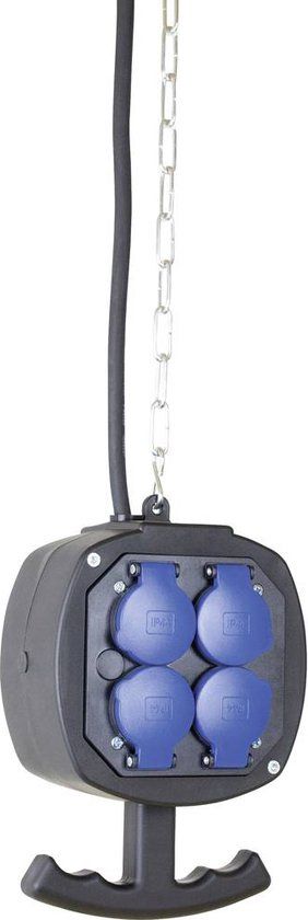 AS-Schwabe - Hangverdeler - Stroomverdeler met 2x4 Stopcontacten - Zwart - IP44