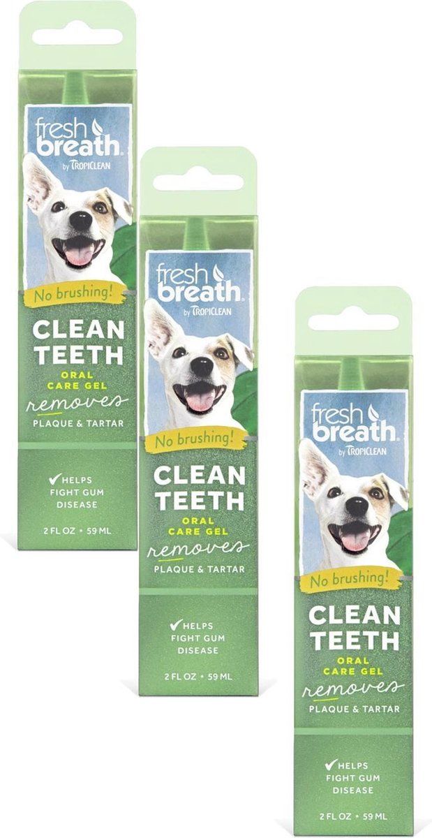 Tropiclean Fresh Breath Clean Teeth Oral Care Gel - 3 x Mint 59 ml