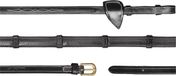 Dy on 1/2 (13mm) Rubber Reins With 7 Leathers Loops - Black - Full