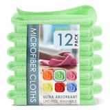 Hearth & Harbor Microvezel reinigingsdoek, microvezel handdoeken voor auto's 12 stuks washandjes, groene reinigingsdoekjes, herbruikbare microvezelhanddoek, microvezeldoek vodden voor reiniging