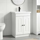 Maison Exclusive Ensemble de meubles de salle de bain "Exclusive" - Finition laquée blanche - Dimensions : 56 x 37,5 x 81 cm