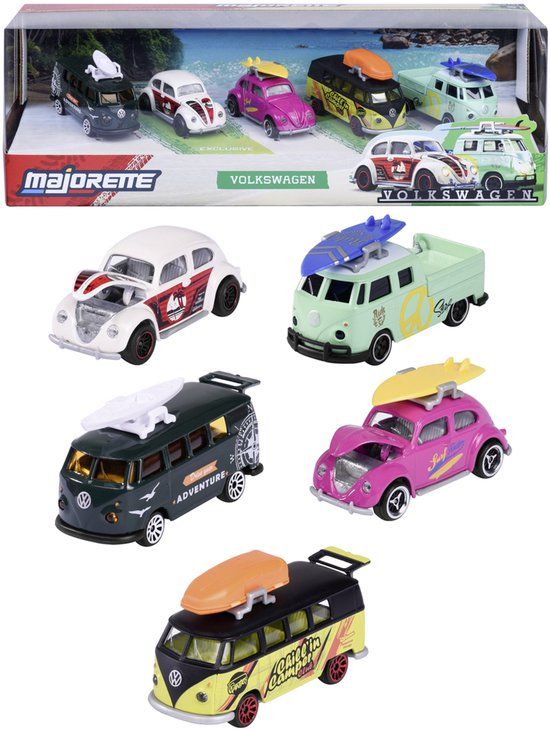 Majorette Volkswagen 5 speelgoedauto's, geschenkverpakking
