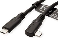 Roline USB 3.2 Gen 2x2 Kabel, C-C, M/M, 4K UHD-1, 20Gbit/s, Emark, 100W, haaks, zwart, 1 m