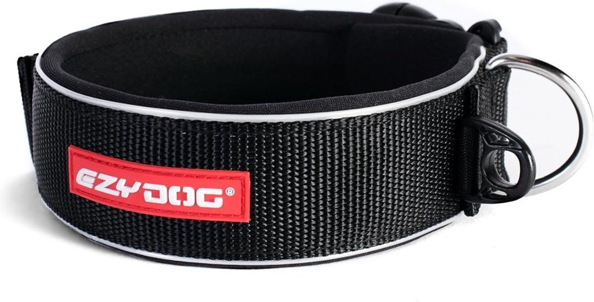 EzyDog Neo Wide - Brede Hondenhalsband (53-61cm) - Zwart - XL zwart