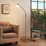 Lindby - Lampadaire - 1 ampoule - Verre, Métal - H: 160 cm - E14 - Blanc albâtre, Nickel satiné