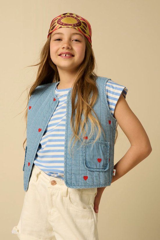 Sissy-Boy Lichtblauw denim gilet met embroidery