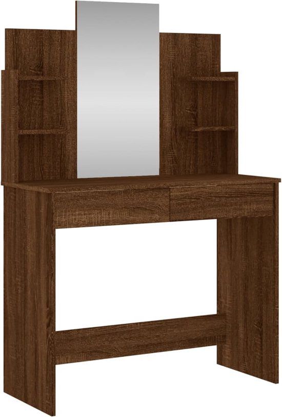 vidaXL Kaptafel met spiegel bruin eikenkleur