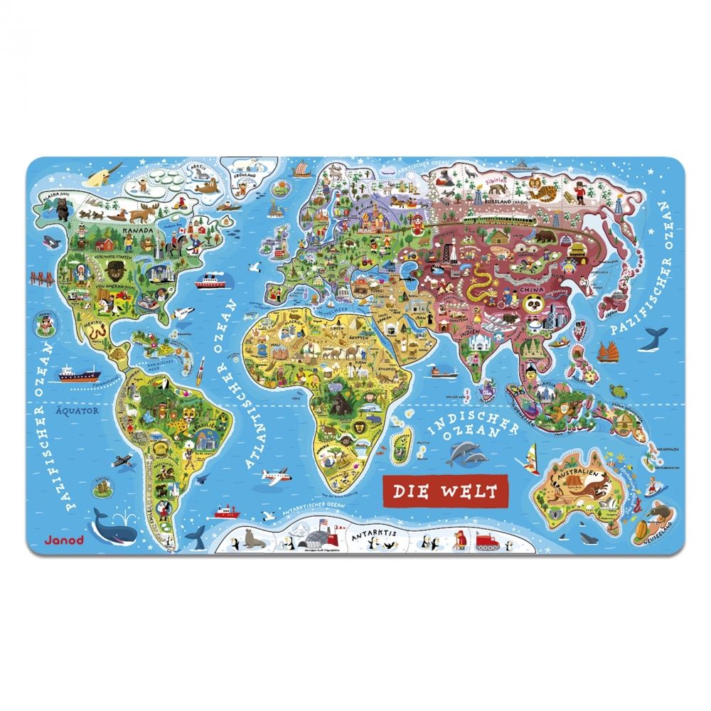Janod Magnetic World Map Puzzle - German Version - J05490