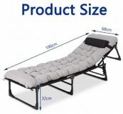 StarTech Opvouwbaar campingbed - Campingbed met matras - 190 cm - Draagvermogen 408 kg - 1200D Oxford-stof - Afneembare matras - Draagtas - Grijs