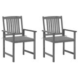 VidaXL Tuinstoelen 2 st met kussens massief acaciahout grijs