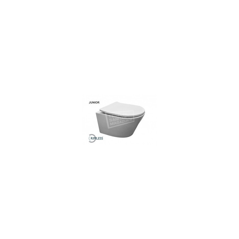 Wiesbaden Toiletpot Hangend Vesta Junior 47 cm Diepspoel Wandcloset Rimless Met Wit Shade Zitting