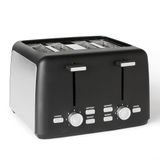Amazon Basics Broodrooster met 4 Sneetjes, 7 Bruiningsniveaus, Extra Brede Sleuven, 1500W, Zwart