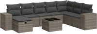vidaXL 9-delige Loungeset met kussens, polyrattan, grijs