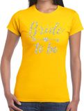 Bellatio Decorations Bride to be Cupido zilver glitter tekst t-shirt geel dames - dames shirt Bride to be- Vrijgezellenfeest kleding XS