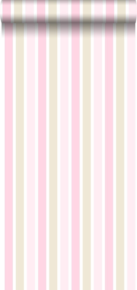Esta Home behang verticale strepen licht roze, beige en wit - 138701 - 53 cm x 10,05 m