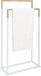Relaxdays Handdoekrek badkamer - 44 cm breed - staand - bamboe - metaal - wit