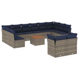 VidaXL Loungeset 13-delig avec coussins, gris, polyrotin