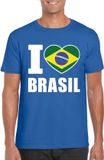 Bellatio Decorations Shoppartners Bv Blauw I love Brazilie supporter shirt heren XL