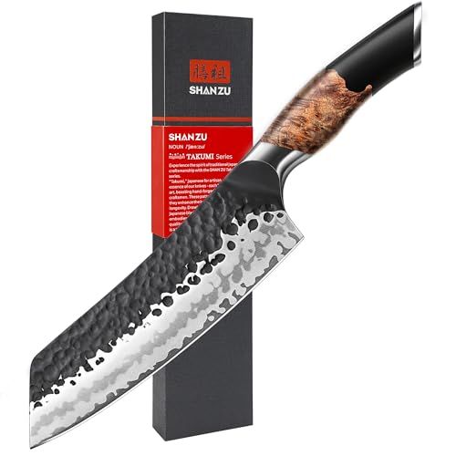 SHAN ZU Japans Santokumes 18 cm, 7-Laags Hoogwaardig Koolstofstaal