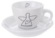 Tasses à expresso avec soucoupes - Ensemble de tasses à café - Céramique - 90 ml - 2 pièces - Blanc - Réutilisable