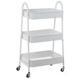 DRW Opbergwagen met 3 metalen legplanken, wit, 44 x 31,5 x 79,5 cm