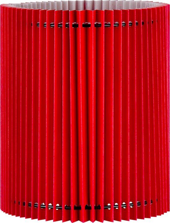 Home Sweet Home Papieren Gevouwen Lampenkap - Cilindrisch - Rood - ø20 x 24 cm - E27 fitting