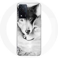 Oppo Etui maniacase voor Oppo A93 5G De wolf en de zij-wolf Dier zwart-wit