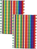 Folat Trek lampion strepen - 2x - H16 cm - meerkleurig - papier