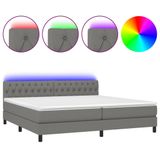 VidaXL Boxspringbed met matras en LED-verlichting, donkergrijs, 200x200 cm, stof