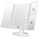 WEILY Make-upspiegel, 1 x /2 x 3 x drievoudige make-upspiegel met 21 ledlampjes en verstelbare touchscreen-spiegels, cosmetische aanrechtspiegels (wit)