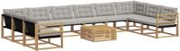 vidaXL - Dining loungeset - Acacia hout - Wit en lichtgrijs