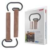 reer CarryHook kinderwagenhaken, 2 stuks, universele haken voor luiertassen en boodschappentassen, klittenbandbevestiging, kinderwagenaccessoires, bruin-zwart