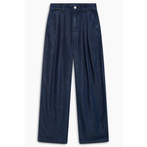 The New Society high waist loose fit broek - donkerblauw