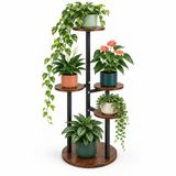 Merkloos Relaxdays Plantenstandaard binnen - 80 cm - 5 planken - zwart-bruin