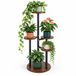 Merkloos Relaxdays Plantenstandaard binnen - 80 cm - 5 planken - zwart-bruin