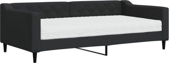 vidaXL Slaapbank met matras 90x190 cm stof zwart
