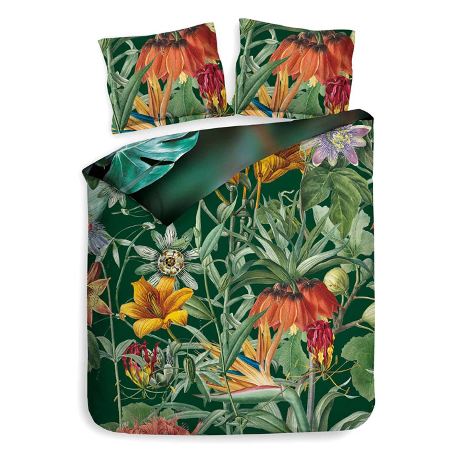 Heckett & Lane Eliana dekbedovertrek - groen - lits-jumeaux XL 260x200/220 cm