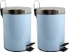 MSV Pedaalemmer - 2 stuks - Metaal - Pastelblauw - 3 litre