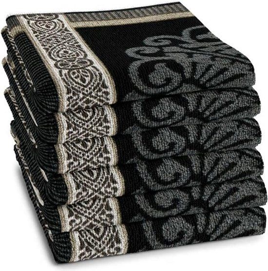 DDDDD Keukendoeken Rozet - 6 stuks - Grijs - Katoen - 50x55 cm