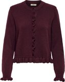 JDY Jacqueline de Yong Jdyletty L/s On Frill Cardigan Knt 15363485 - Maroon - XS
