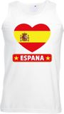 Bellatio Decorations Spanje singlet shirt/ tanktop met Spaanse vlag in hart wit heren XXL