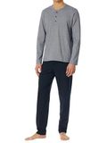 SCHIESSER Cotton Essentials Pyjama lang - heren pyjama set - nachtblauw gestreept