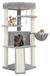 Gitelsnour Chat Tour Gitelsnour Coin, adapté à l'intérieur, avec poteaux à gratter en sisal, maison pour chat multicouche avec tanière pour chat, grande plateforme d'observation, panier suspendu, rampe d'escalade en sisal, gris clair, modèle GCT025W