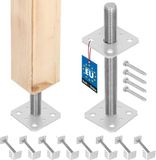 KOTARBAU® 8 stuks Paalhouder, Paalvoet, Verzinkt Staal, 80 x 80 x 250 mm, M24, Zilver