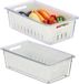 Relaxdays Holland Connections Koelkastorganizer - Stapelbare opbergdoos set van 2 - Groente- en fruitbakjes met deksel - Transparant/wit