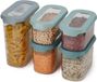 Markenlos Wan GmbH Voorraaddozen – 5-delige set – Rechthoekig – Transparant – Kunststof – Deksel met clipsluiting – Luchtdicht – Vaatwasserbestendig – Geschikt voor pasta, suiker, fruit, noten, rijst, snacks en noodles